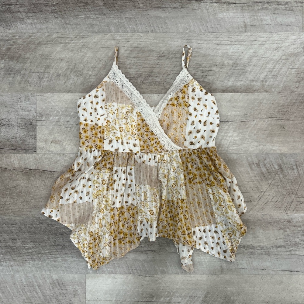 American eagle Floral Patchwork Spaghetti Strap Top